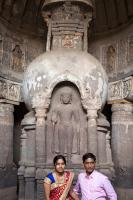 Couple in the Chaitya of Ajanta Cave 19