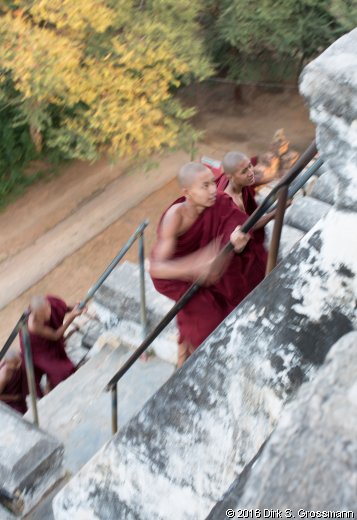 Monks Climbing Shwesandaw Pagoda (Click for next image)